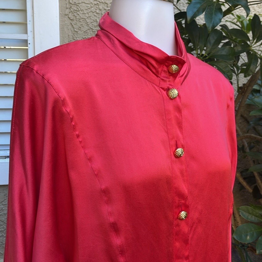 Vintage 80’s scarlet red/gold Escada Laurel silk blouse